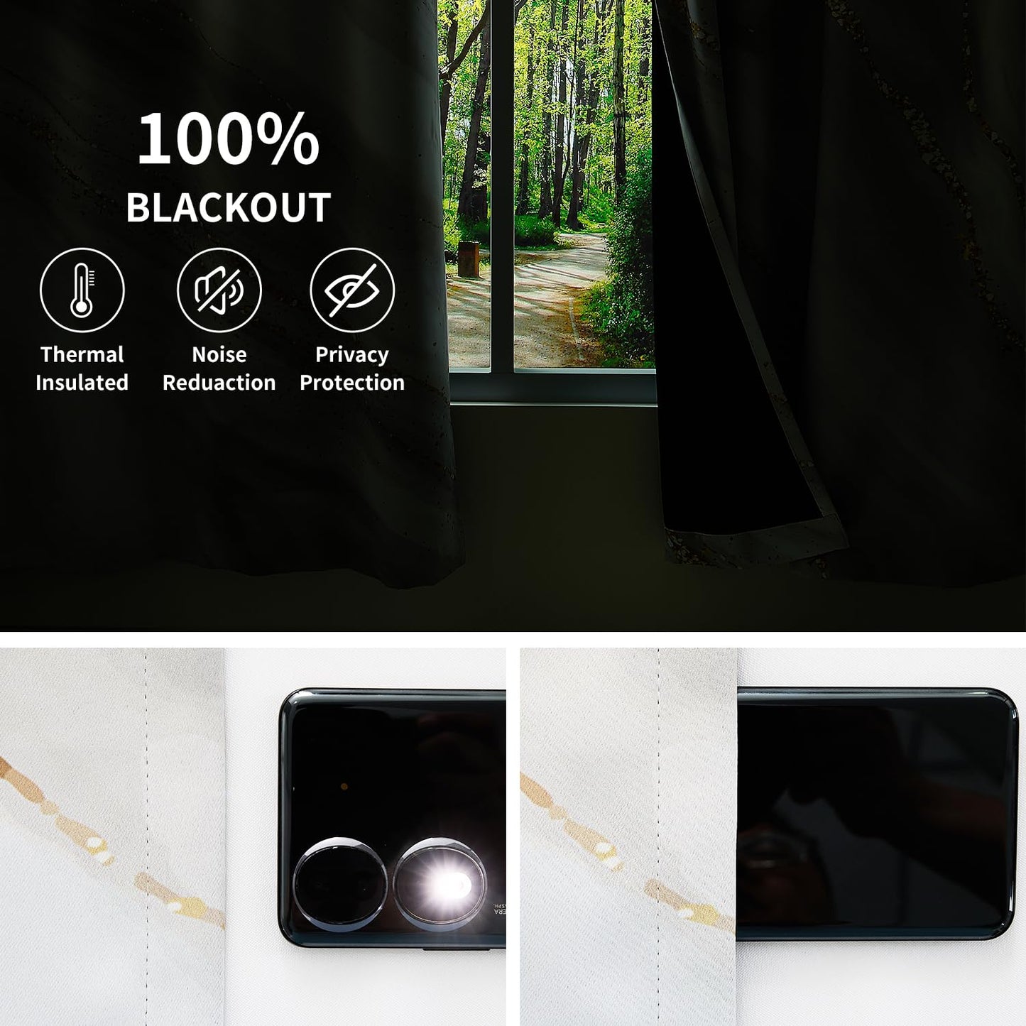 DASHAN White Gold Marble Blackout Curtains for Bedroom 84 inch Long 2 Panels Elegant Luxury Window Curtains for Living Room Grey Beige Room Darkening Curtains Window Treatment Drapes 52Wx84L