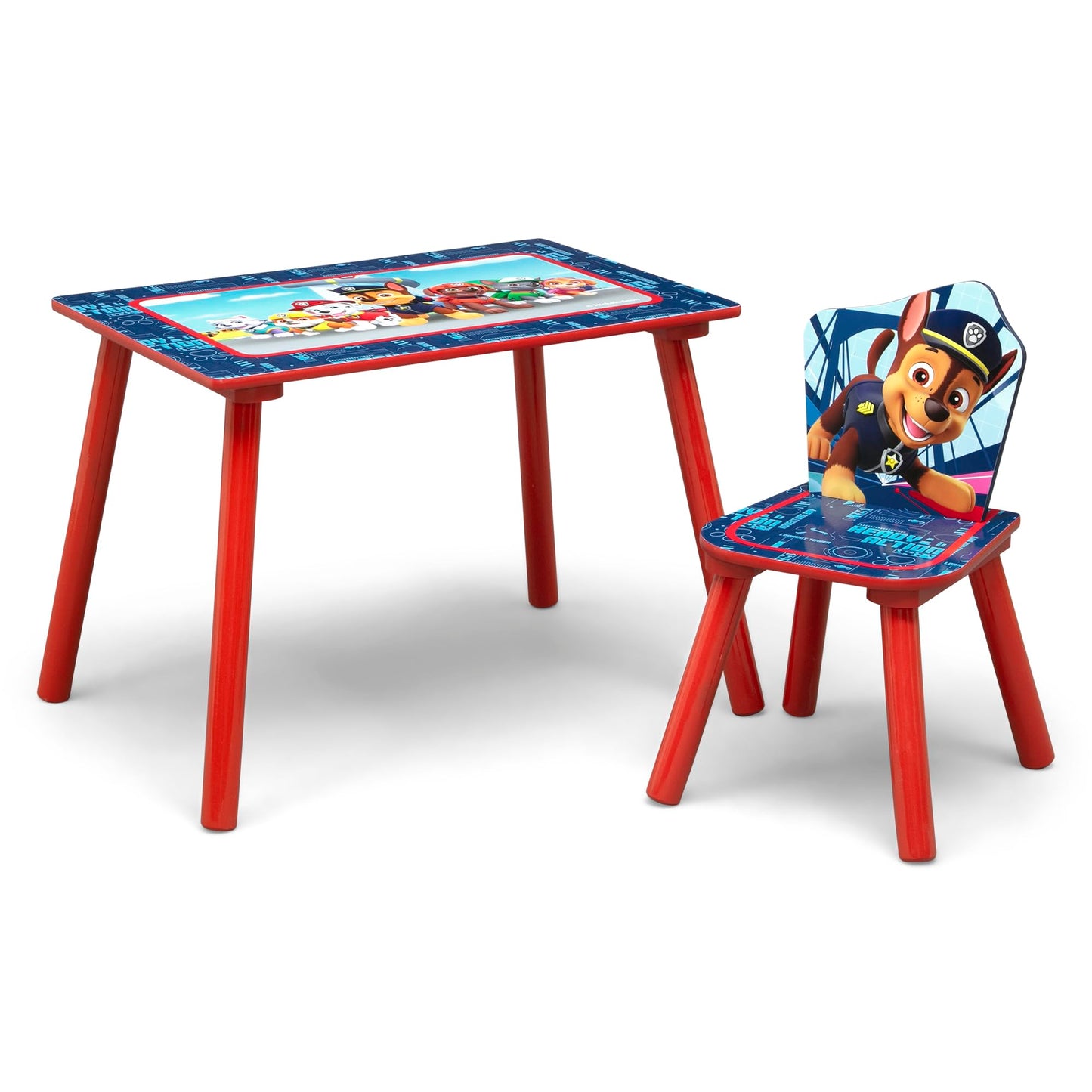 Delta Children - PAW Patrol 3-Piece Toddler Playroom Set + Twinkle Galaxy Dual Sided Fiber Core Crib and Toddler Mattress (Bundle)