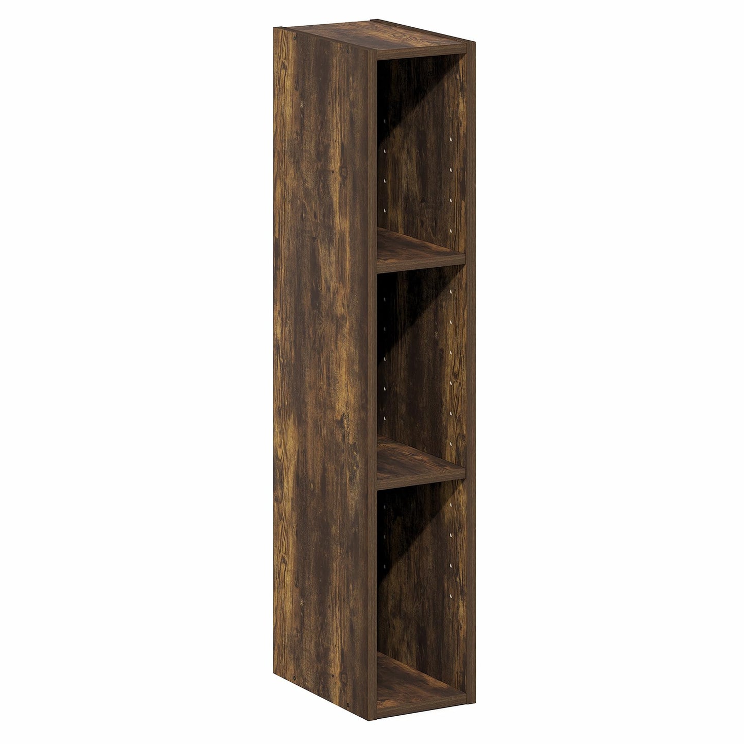 Furinno Fulda Book Shelf, 3-Tier Narrow Bookshelf, Bookcase with 6-in Width Storage Shelf, 9.3 x 5.9 x 31.5, for Living Room, Bedroom, Home Office, Amber Pine