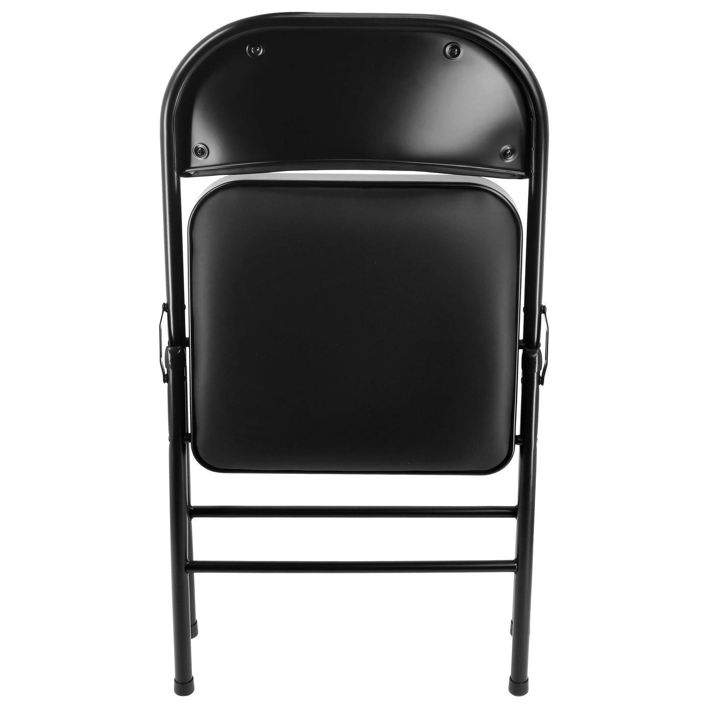 Elama 4 Piece Metal Indoor/Outdoor Folding Dinner Chairs with Faux Leather Padded Seats (Black1)