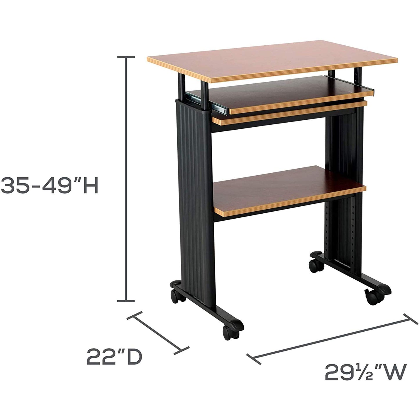 Safco MUV Adjustable-Height Desk – Stand Up & Move While Working in Comfort & Style – Mobile on Four Dual-Wheel Casters, Two Locking – Medium Oak Finish