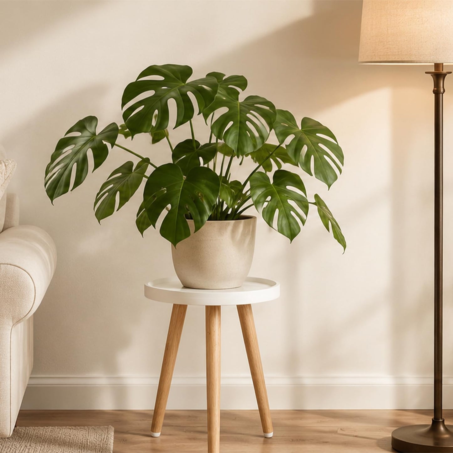 KGPLOME White Plant Stands Indoor with Raised Design and Heavy Wood Leg
