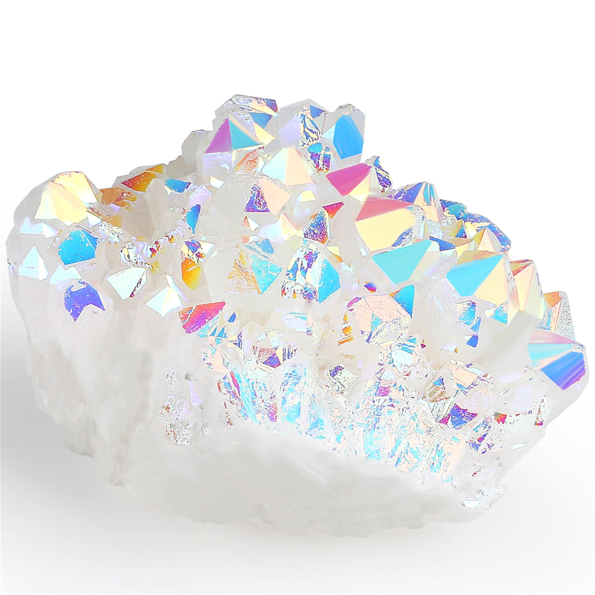 YATOJUZI Angel Aura Crystal Cluster Raw Rocks Quartz Stones Healing Crystals and Titanium Coated Mineral Geode Reiki Gemstones Druzy for Energy Protection 1PCS