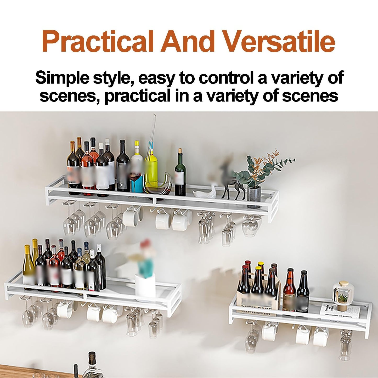 MISTRARA Wall Mounted Wine Rack Modern,Kitchen Storage Rack Wine Rack,Hanging Industrial Round Wine Racks,Bar Unit Floating Shelves,Glass Rack Iron Display Stand,for Cafe/Kitchen,Black,60x2