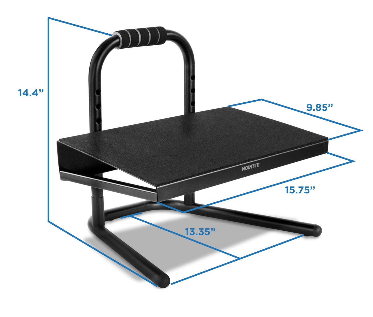 Mount-It! Height Adjustable Foot Rest for Standing and Sitting, Freestanding Under The Desk Footrest with Handle and Six Height Settings, Anti-Slip Padded Surface,Black