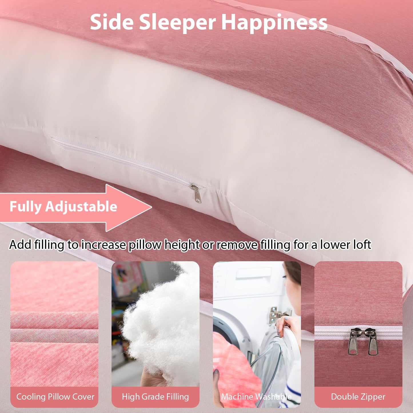 BATTOP Pregnancy Pillow for Sleeping,Maternity Pillow with Cooling Removable Cover,Support for Back,Legs,Belly,Hips for Pregnant Women,Body Pillows for Adults,Pregnancy Must Haves