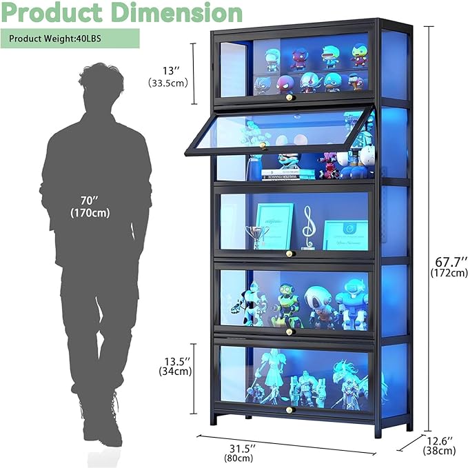 Display Cabinet with Acrylic Glass Doors 67.7'' Tall Curio Cabinet
