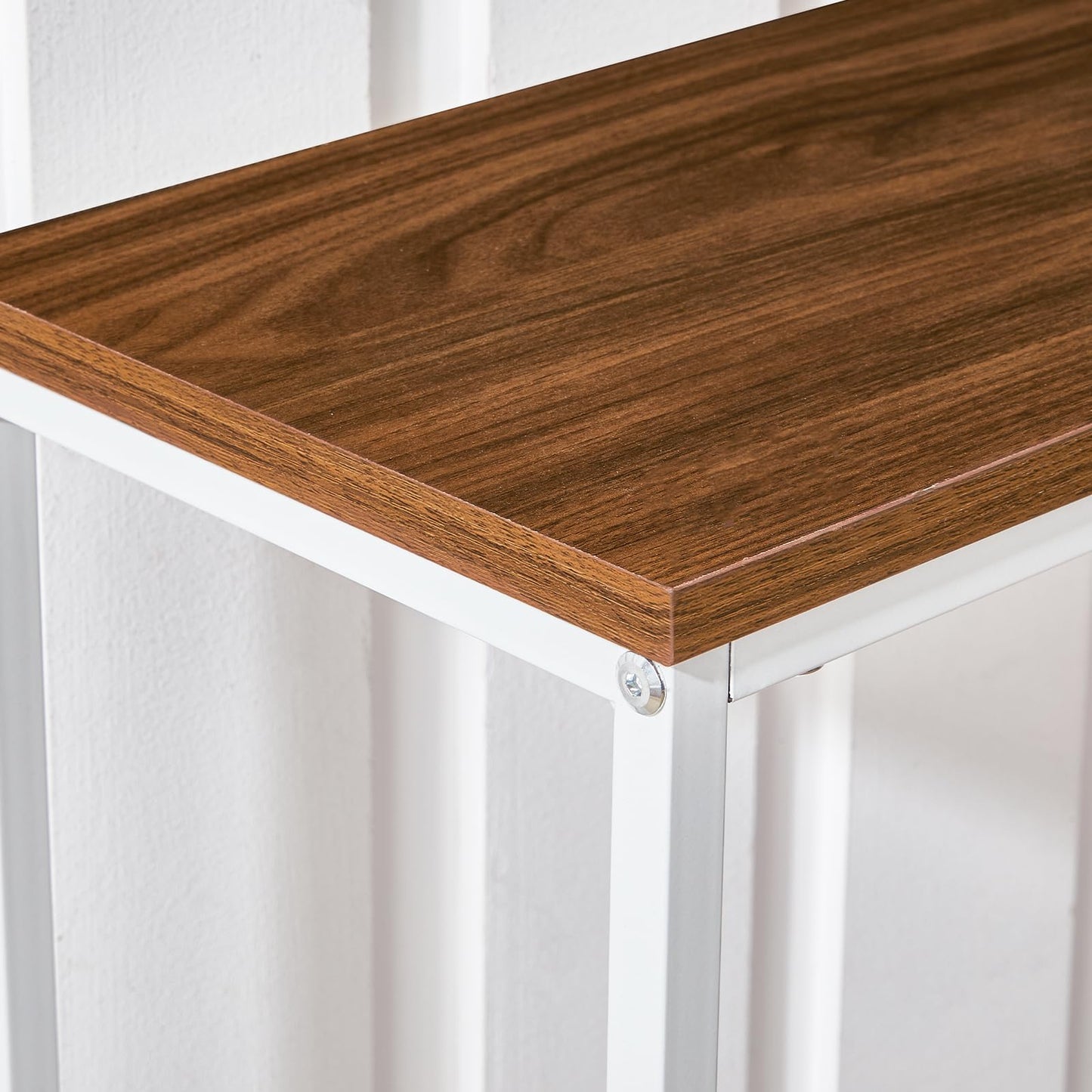 HOOBRO Narrow Console Table, 29.5" Small Entryway Table, Thin Sofa Table, Side Table, Display Table, for Hallway, Bedroom, Living Room, Foyer, White and Walnut WH75XG01