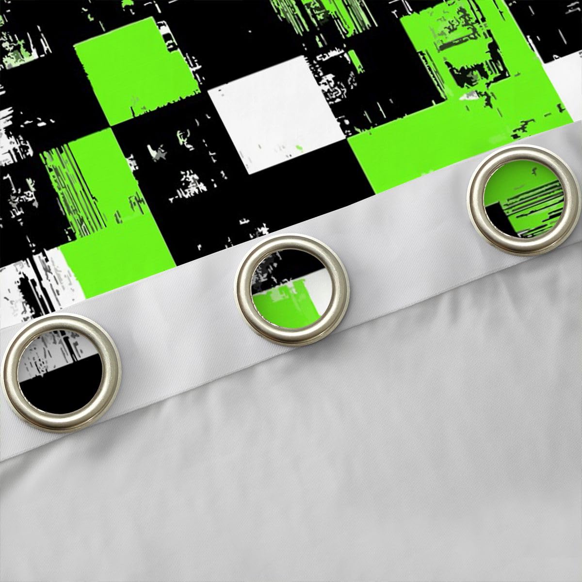 Feelyou Abstract Blackout Curtains Green Black White Darkening Drapes for Bedroom Room Decor Buffalo Check Plaid Thermal Insulated Shades Geometric Window Treatments, 2 Panels 38 x 45 Inch