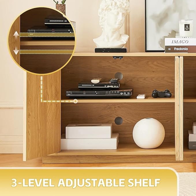 64'' Fluted TV Stand for TVs up to 75'', Modern Long Media Console