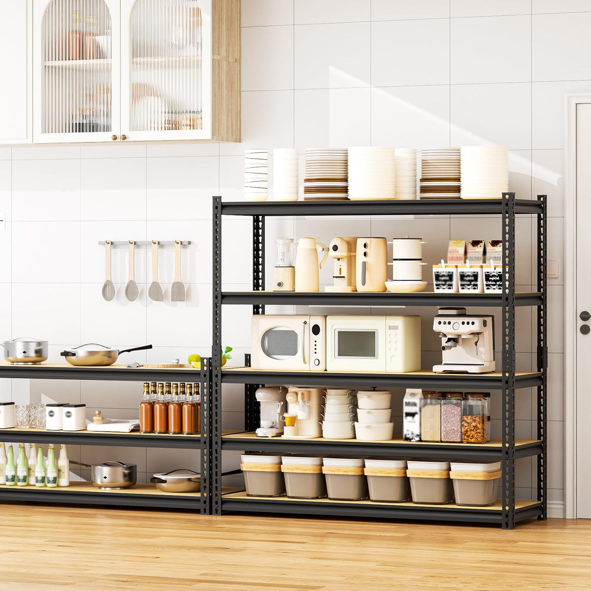 cynnda 5-Tier Garage Shelving 48" W x 15.7" D x 72" H Industrial Storage Shelf 2500LBS Heavy Duty Metal Shelve Adjustable Utility Pantry Shelving Units(Black)
