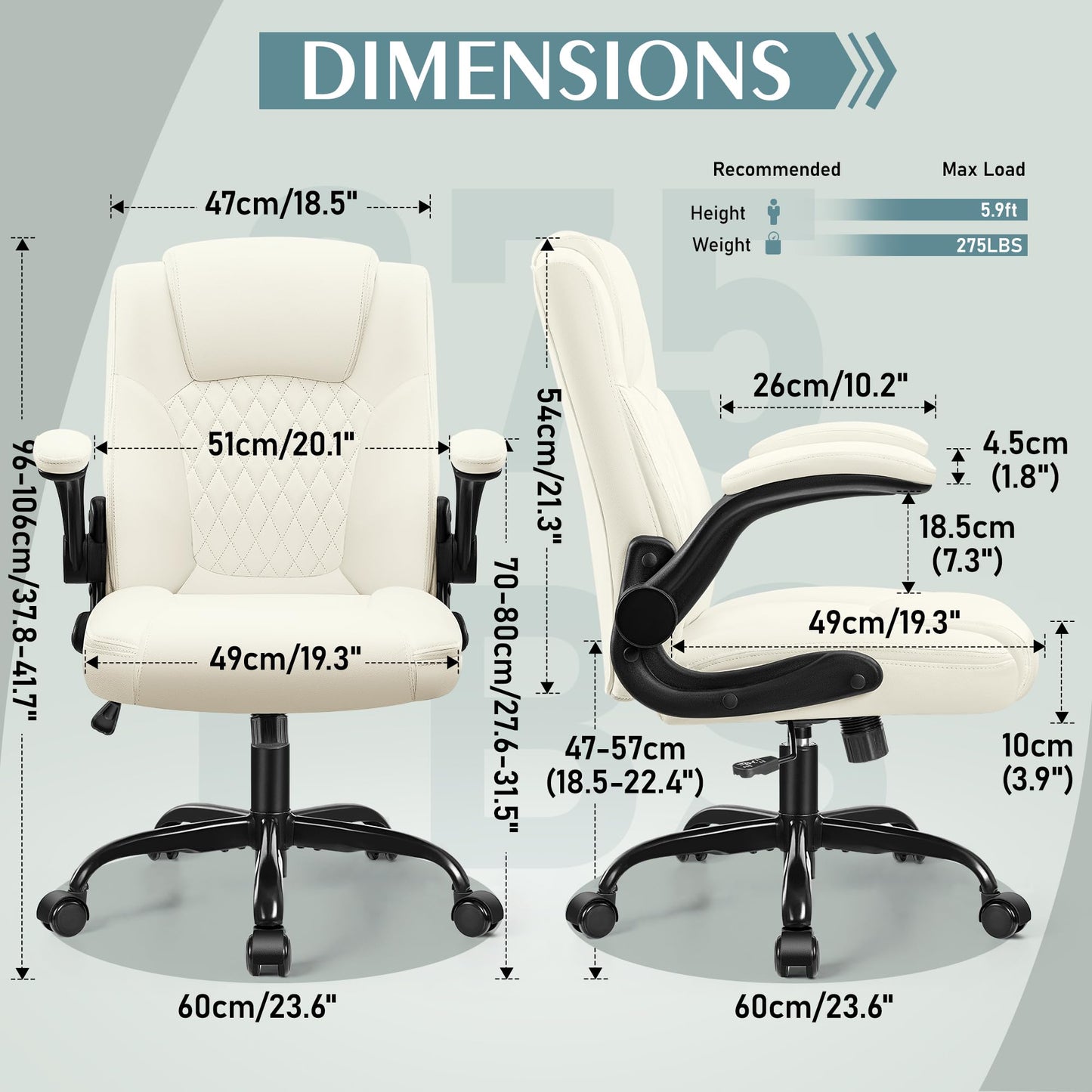 Leather Office Chair, PU Home Computer Desk Chairs with Ergonomic Back Support, 360°Swivel Free，Small Gaming Chair with Wheels and Adjustable Armrests, for Short People Use