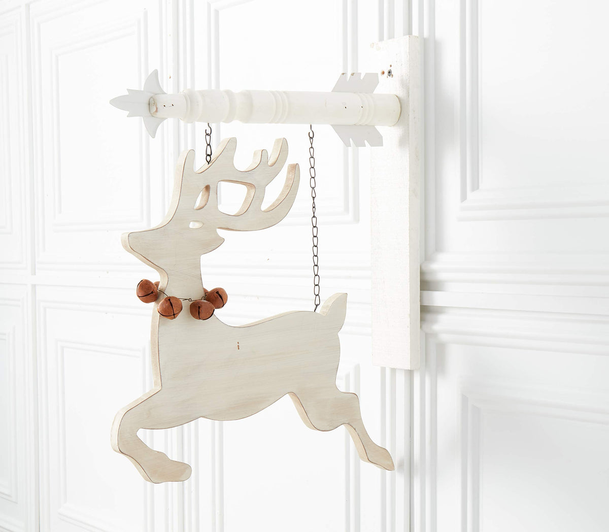 K&K Interiors 52911A Cutout Reindeer Arrow Replacement, 7" Tall x 5" Wide x 7" Deep, White