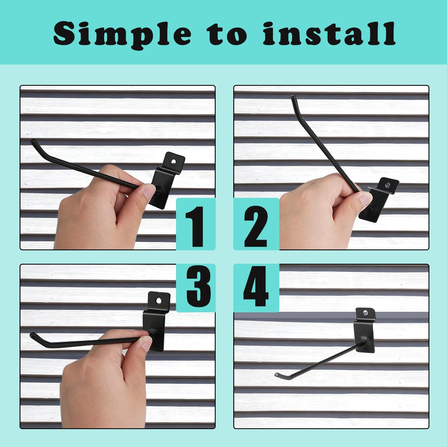 UCEHIPAW 108 Pcs Slatwall Hooks 6 and 8 Inch Black Metal Hangers Heavy Duty Hanging Shelf Brackets Slat Board Peg Accessories Panel Display Hooks for Retail Display Garage Shop