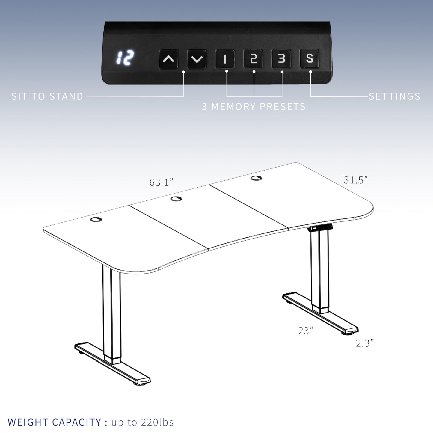 VIVO Electric 63 x 32 in Dual Motor Standing Desk, Memory Height Adjustment, E2B Series, Black Carbon Fiber Top Black Frame, DESK-KIT-E2B1R