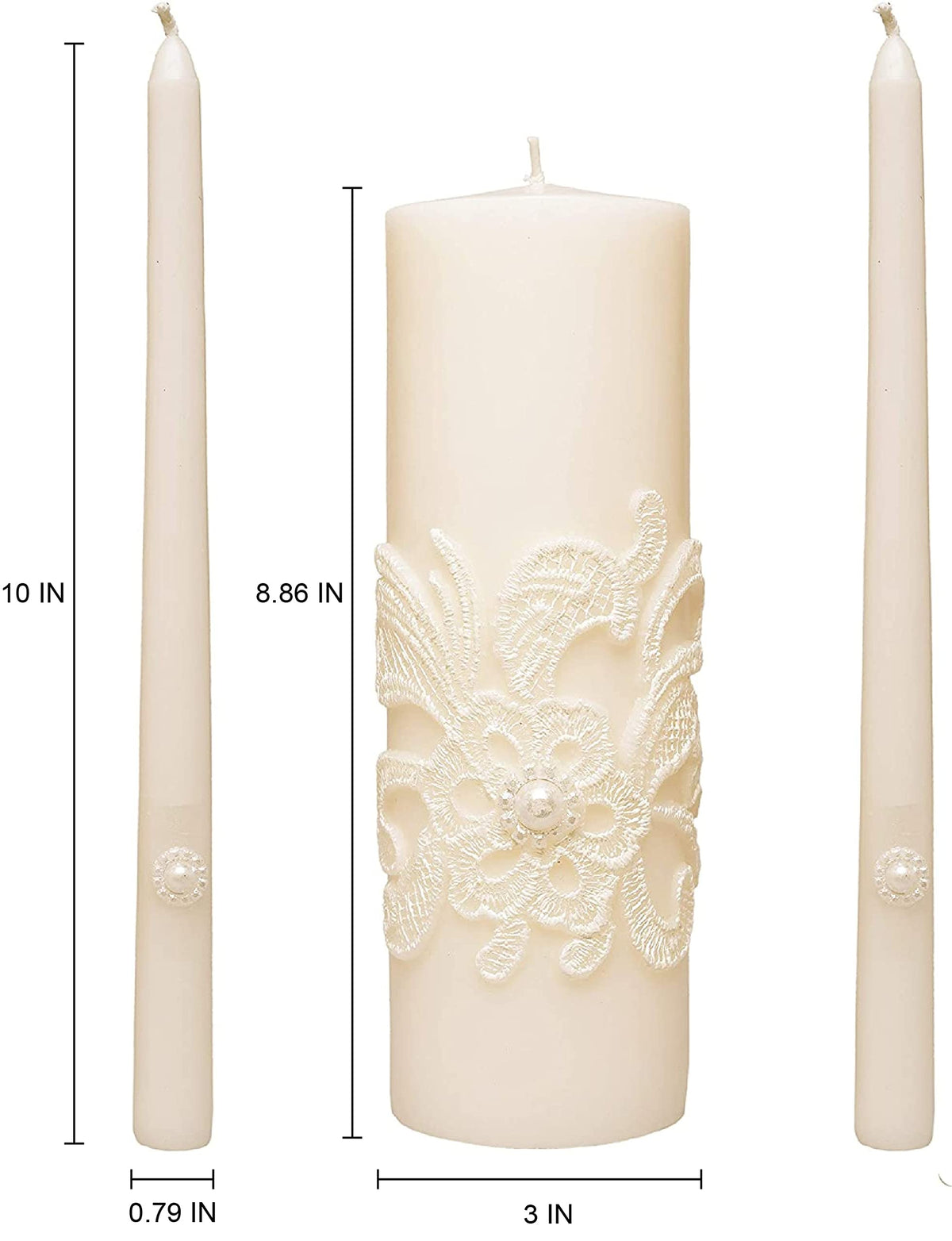 Hosley Gold Metal Unity Candle Holders Set for Wedding Ceremony, Includes 1 Pillar and 2 Taper Candles and one Metal Holder