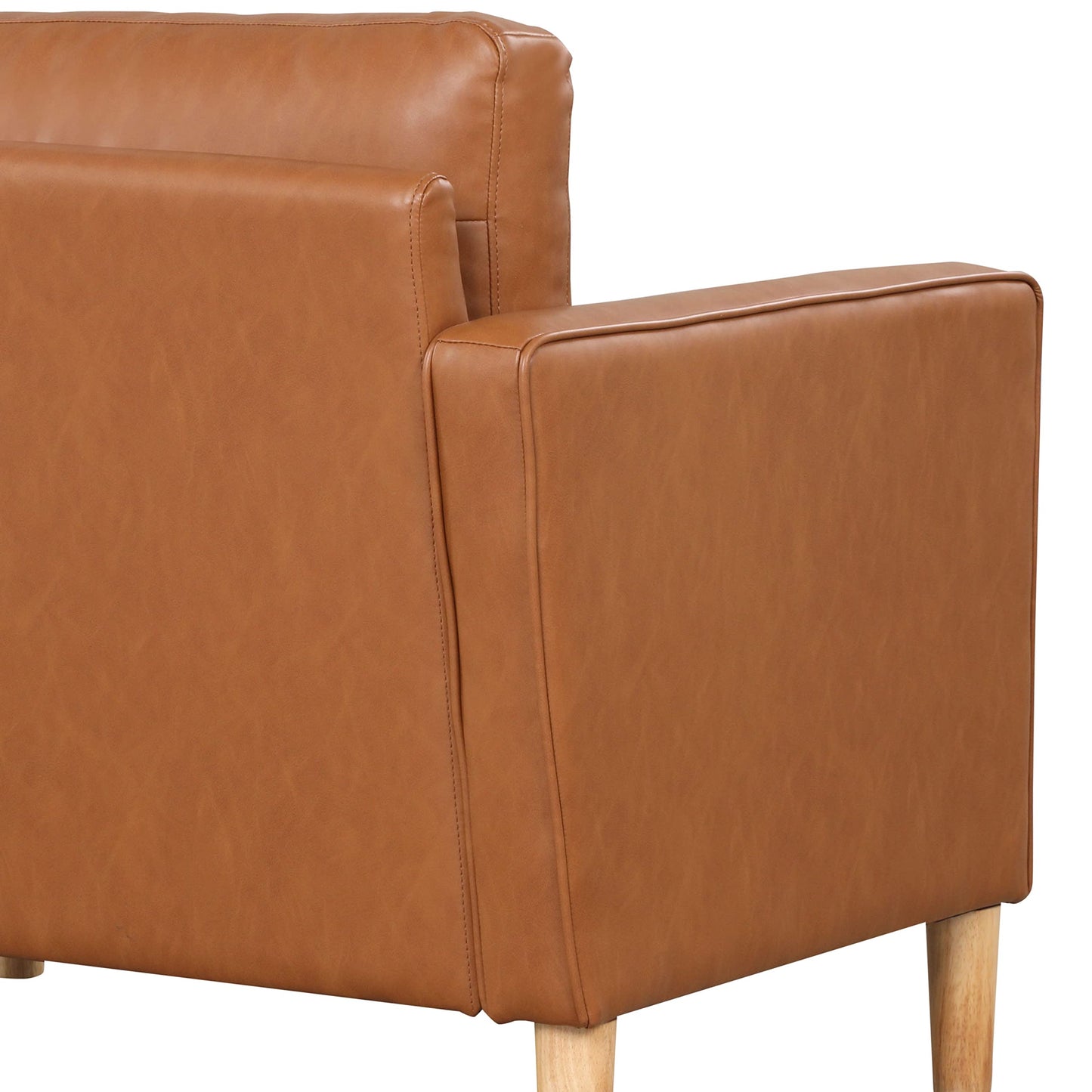 Studio Living® Lexington 75.6" Sofa, Mid-Century Modern, Pocket Coil Comfort, Easy Assembly, Vegan Leather, Carmel
