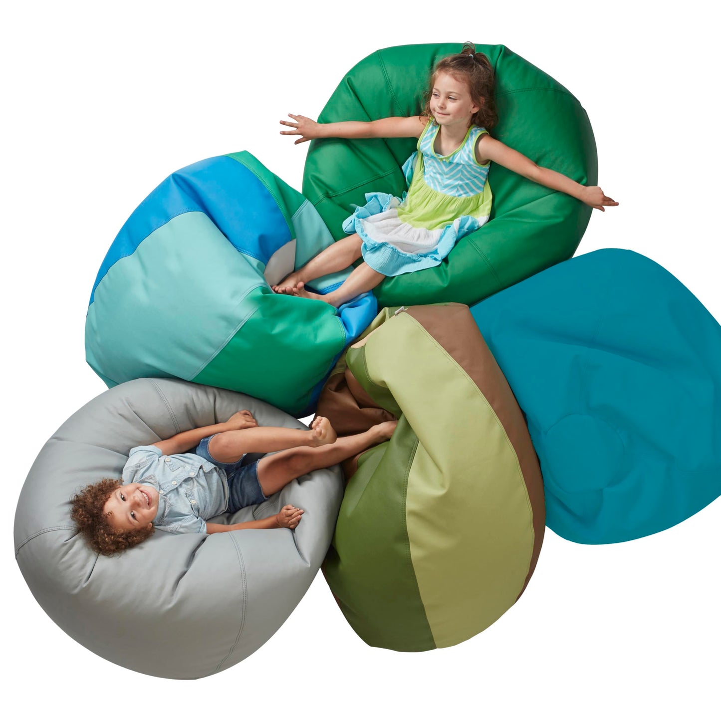 FDP SoftScape Dew Drop Bean Bag Chair with Supportive High-Back Design, For Kids, Teens and Adults, Alternative Seating for Dorms, Schools, Libraries, Daycares or Home- Navy/Powder Blue