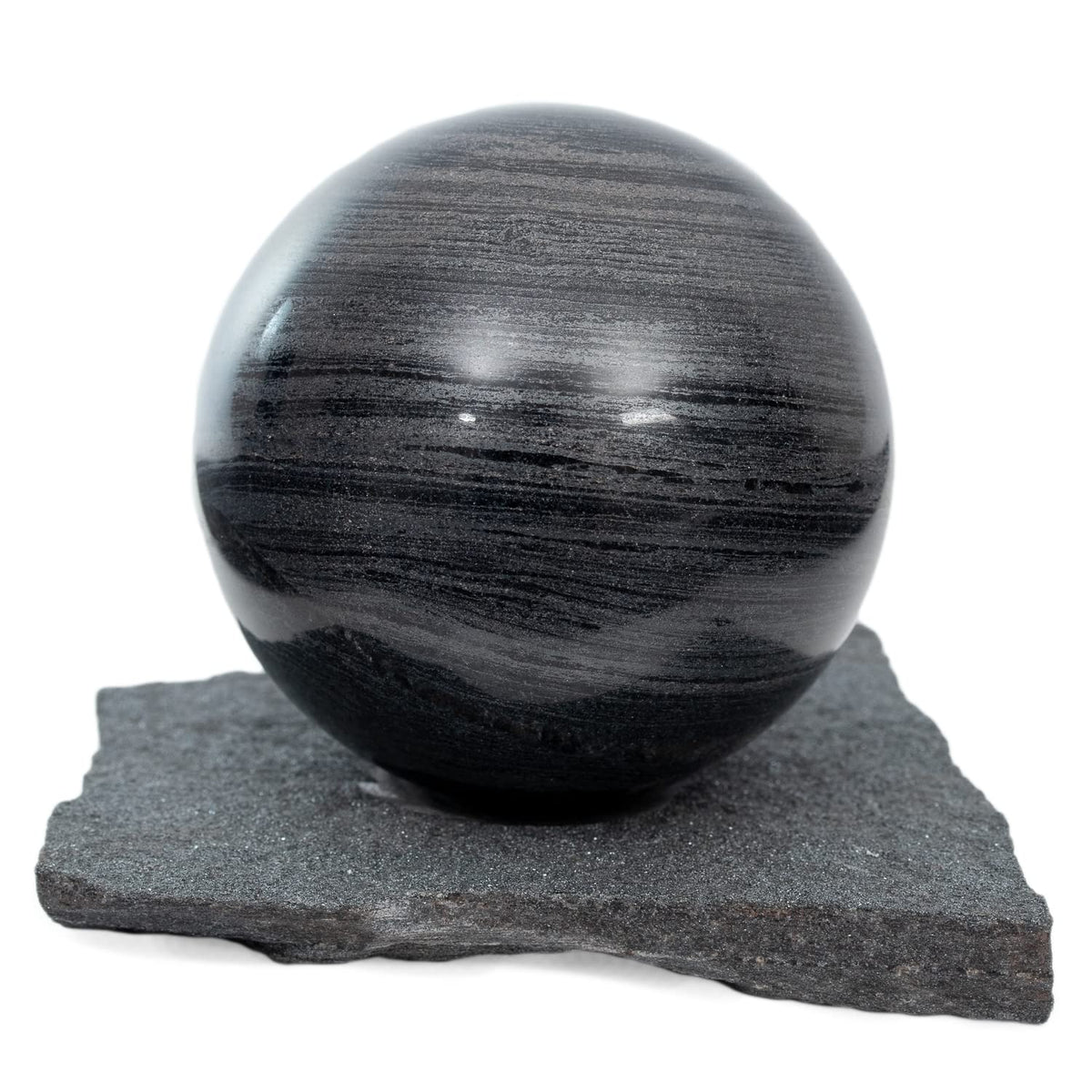 RUMINERAL Specular Hematite Sphere 56-60 mm with Stand Polished Crystal Stone