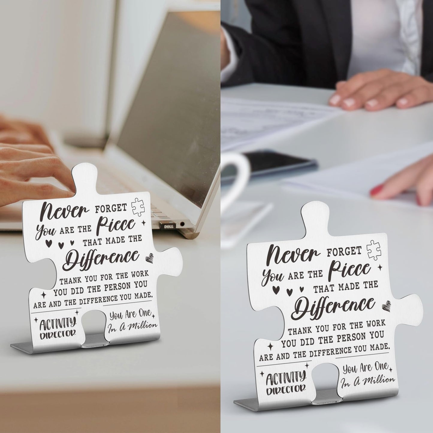 Activity Director Appreciation Gifts, Thank You Gifts for Activity Director Week Birthday Christmas Team Office Ornament Decor Stainless Steel Puzzle Piece Decorative Signs Plaques Ann31