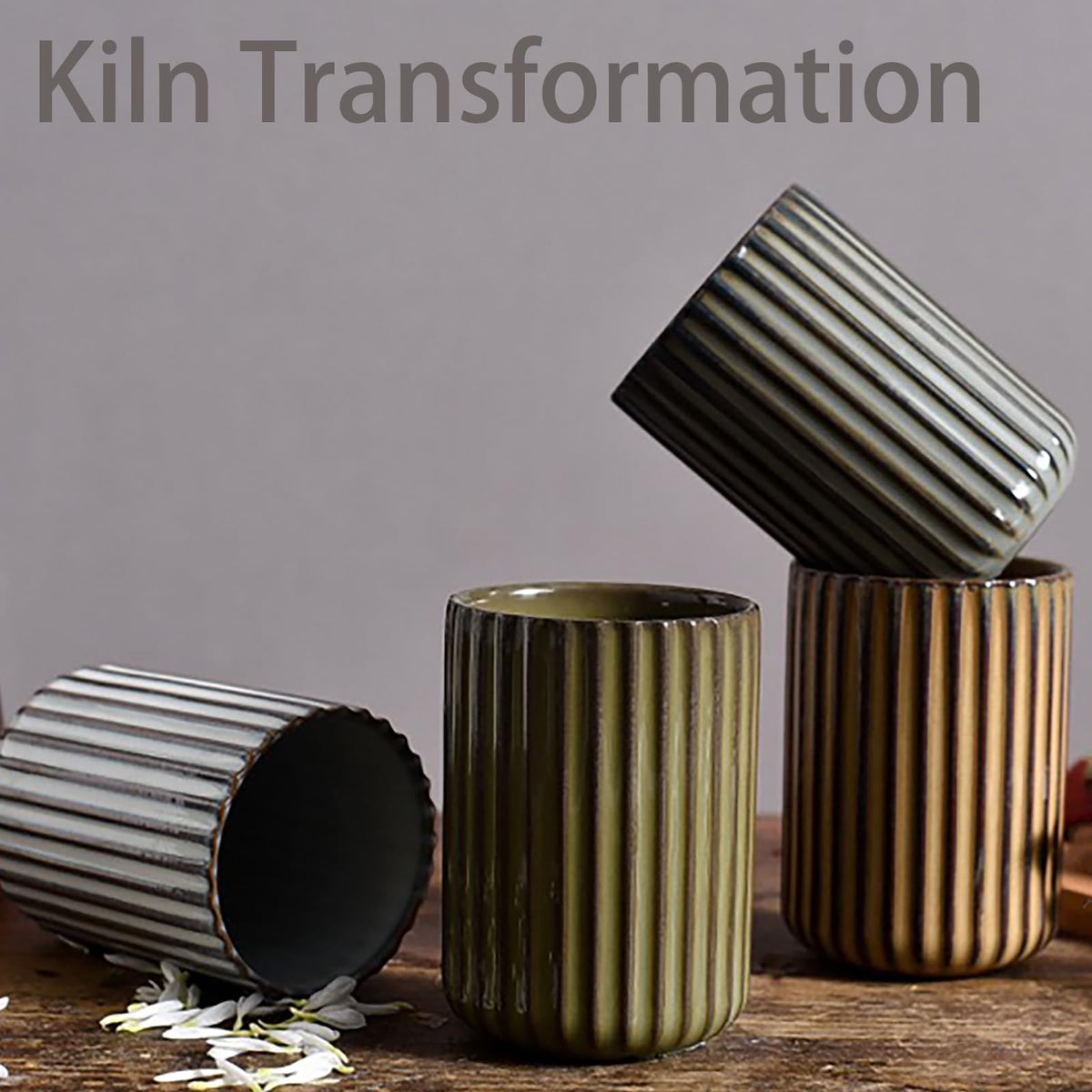 Ceramic Toothbrush Holder for Bathroom, Ceramic Toothbrush Cup, Toothpaste Organizer for Bathroom Countertop, Bathroom Storage Organizer, Kiln Transformation Cup (Brown)