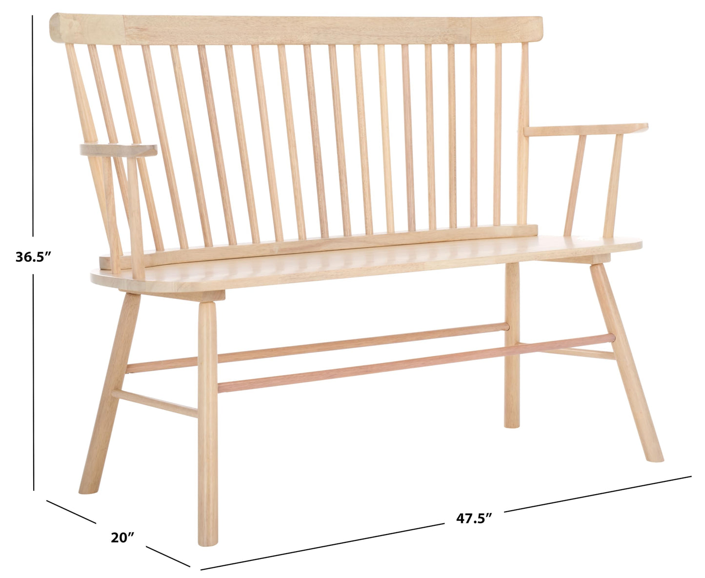 SAFAVIEH Furniture - Addison Loveseat - White Washed - Solid Wood - Coastal Slatted Design - Ideal for Living Room, Sunroom, Bedroom, 18" Seat Height (AMH8513F)