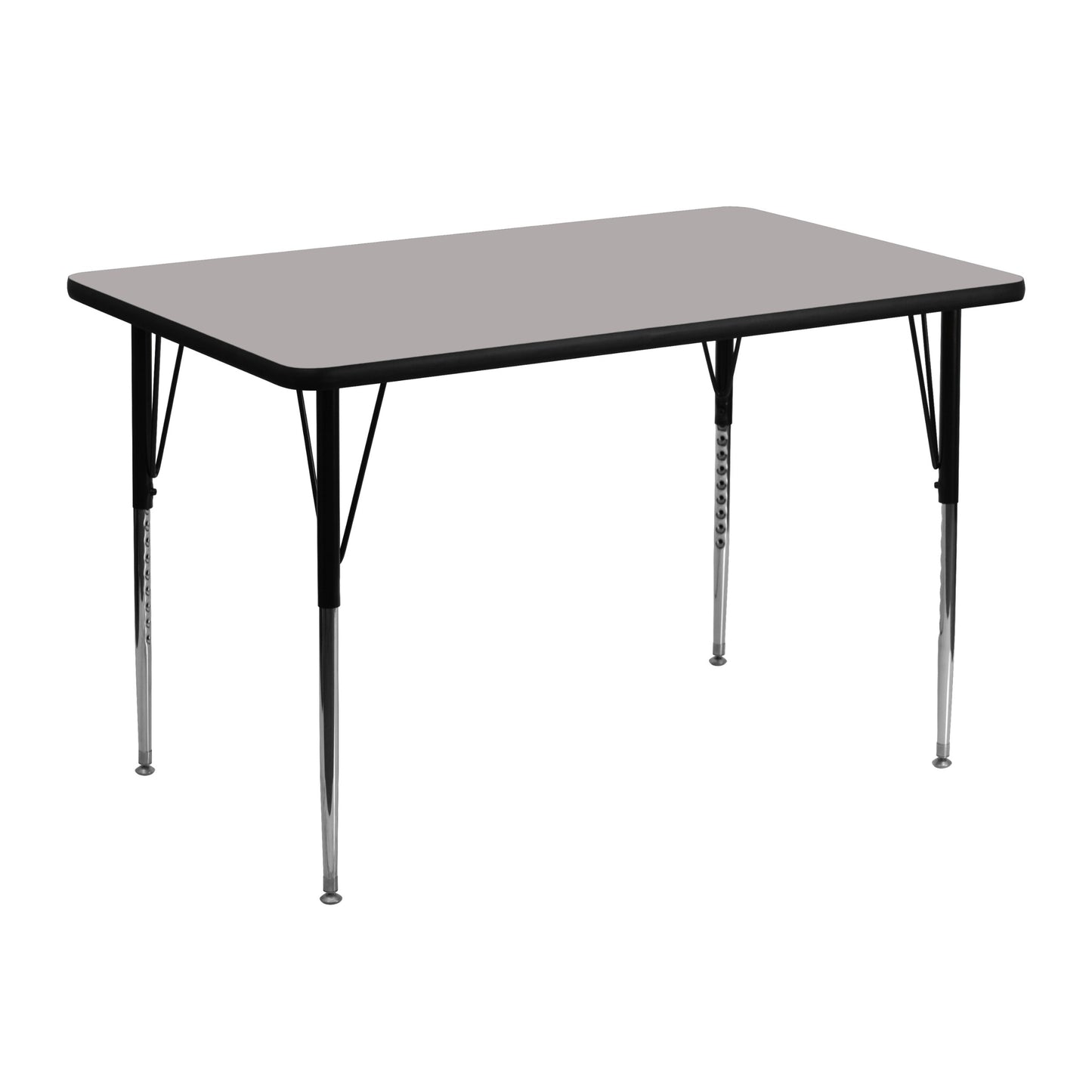 Flash Furniture Wren 30"W x 48"L Rectangular Grey HP Laminate Activity Table - Standard Height Adjustable Legs