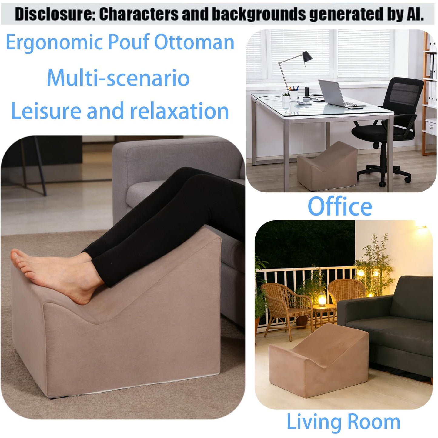 OpyTikar Version that Modern Pouf Ottoman,with Washable Cover.Relax Stool,Floor Poufs for Couch,Foot Rest for Under Desk at Work.for Living Room,Bedroom,Patio,Perfect to Rest Your Feet (Brown)