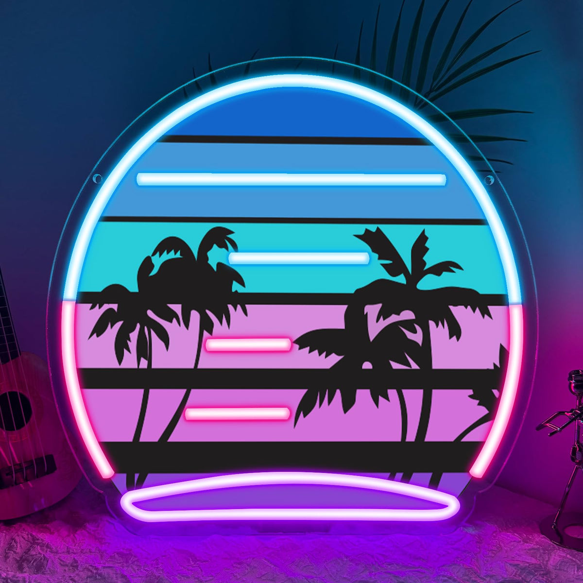 Tropical Neon Sign, Coconut Palm Tree Neon Lights for Wall Decor, LED Light up Bar Signs for Bar Beach Theme Bedroom Restaurant Party Pub Club Decor,Gift for Man Boys Girls