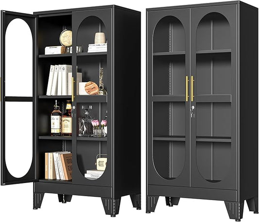 PAOFIN 61" H Locking Display Cabinet