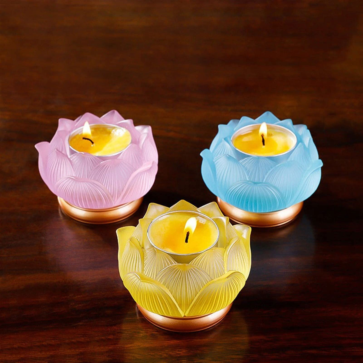 cfycfy987 Candelabra Glazed Lotus Candlestick Household Decoration Ornaments Candle Holder Household Offering Lamp Holder Candle Sticks Holder(Pink)
