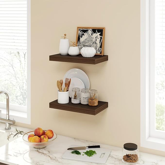 Acovy 16 Inch Floating Shelves, 9.3" Deep Floating Shelf Wall Mounted, Rustic