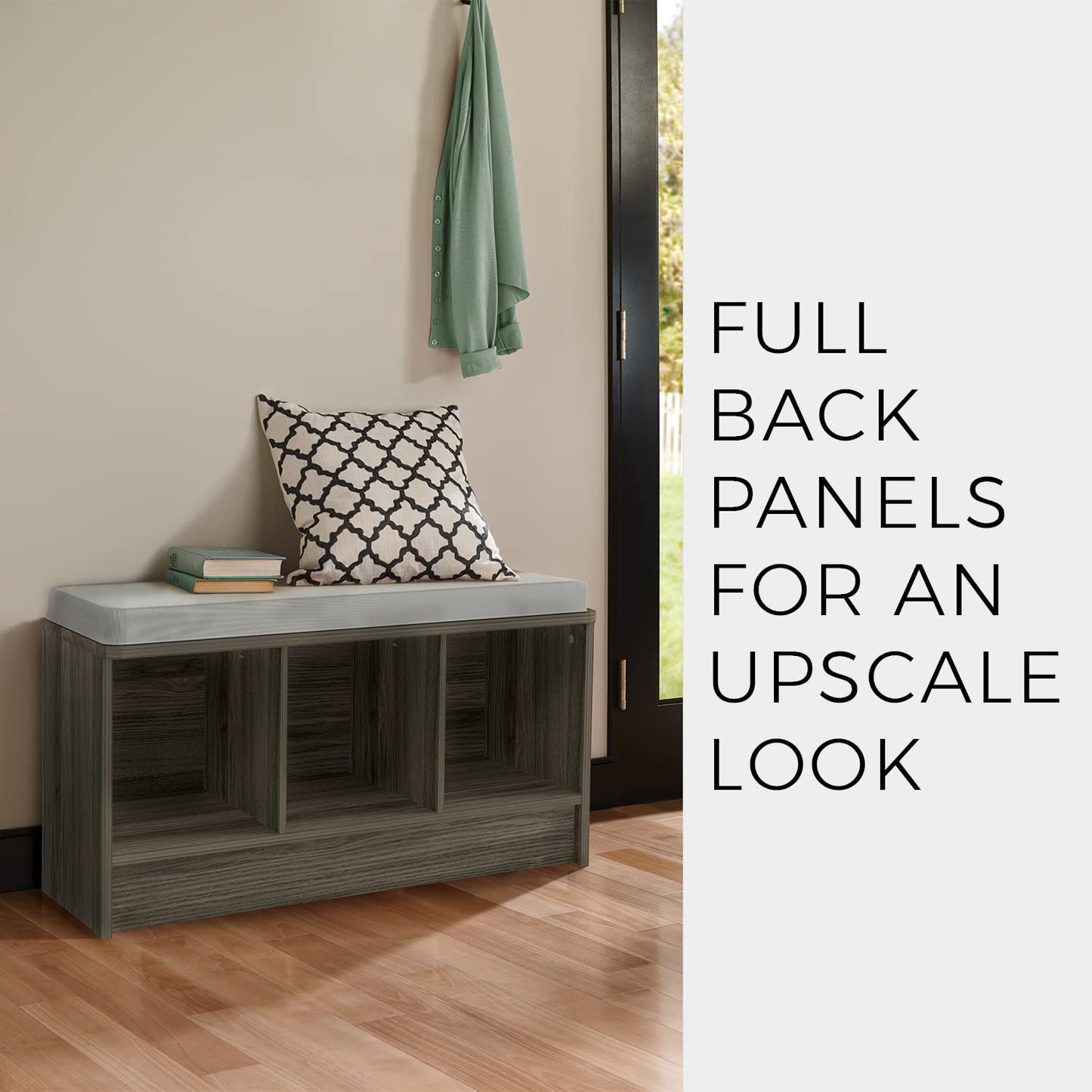 ClosetMaid 1633 Cubeicals 3-Cube Storage Bench, Dark Cherry with Gray Cushion