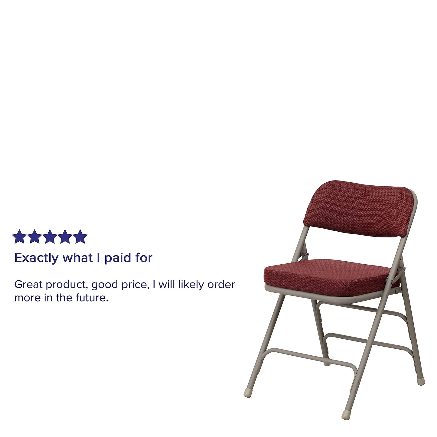 Flash Furniture Hercules Series Metal Folding Chairs with Cushioned Seat, Fabric Upholstered Event Chairs with 300-lb. Static Weight Capacity, Set of 2, Burgundy