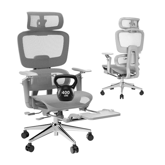 Forzolit Ergonomic Office Chair with Footrest,High Back Mesh Desk Chair,Lumbar Support & 90-135°Recline,3D Headrest & 6D Armrests,Swivel Computer Chair for Home Office, Work & Gaming 1Pack
