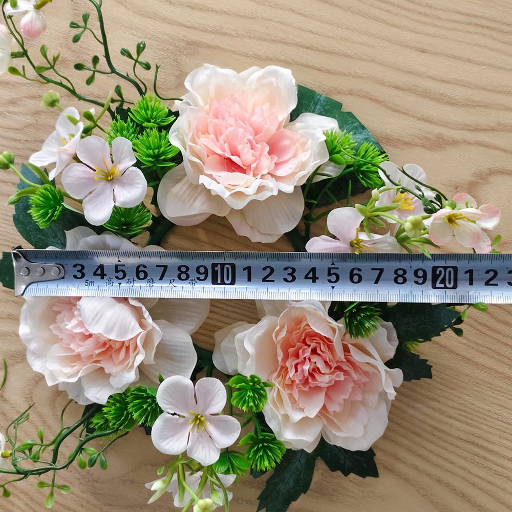 Set of 4 Artificial Peony Flower Candle Rings Wreaths 3 Inch Center Small Floral Spring Candle Rings for Pillars Wedding Home Table Centerpiece Decor (Orange)