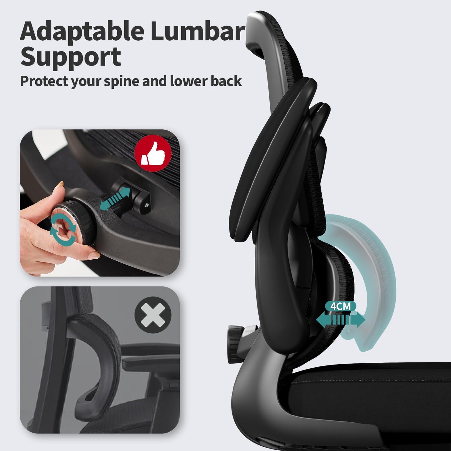 TRALT Ergonomic Office Chair - Desk Chair with Adjustable Lumbar Support Computer Chair - Mesh Comfy Chair with Flip-up Armrests - Gaming Chairs for Adults Home Office (Mesh, Black)