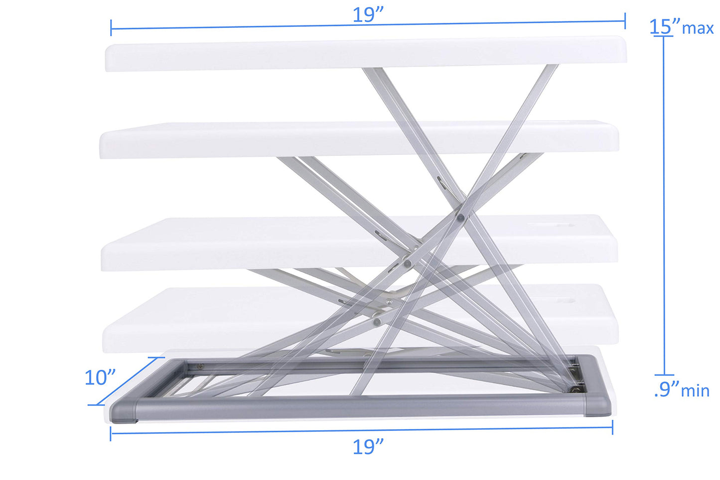 Rocelco 19" Portable Laptop Riser, Height Adjustable Travel Standing Desk Converter, Premium Compact Sit Standup Keyboard Monitor Rising Workstation with Carry Bag, White R PDRW