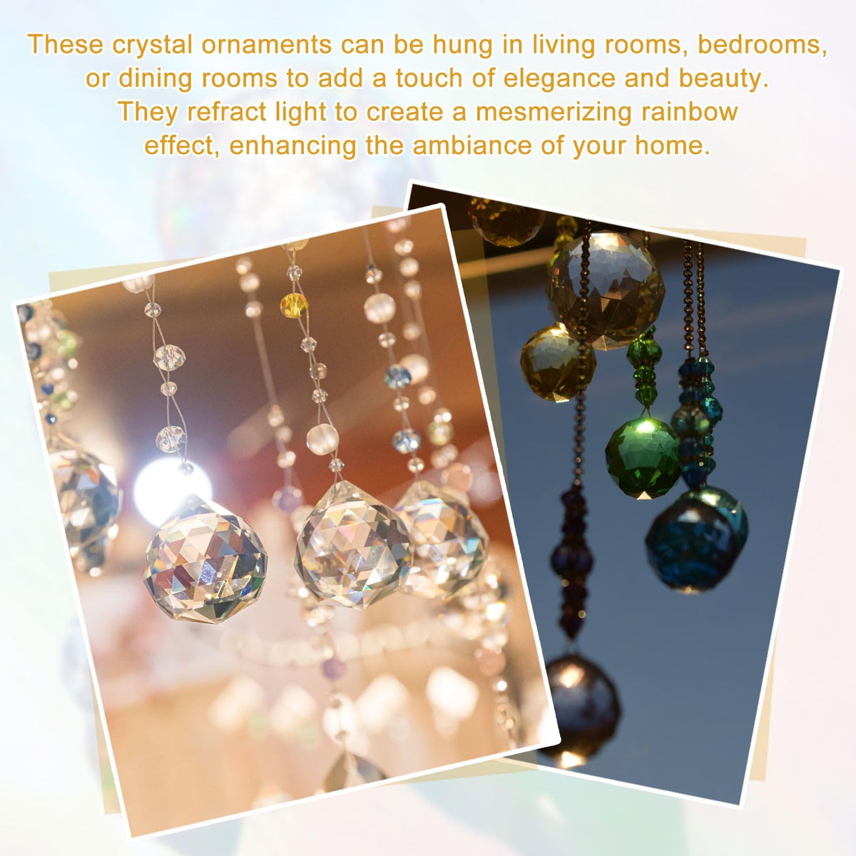 YELARXI Crystal Ball Prisms, Sun Catcher Hanging Prism Sun Catcher Pendant 18mm / 0.71Inch & 10 Pack & Pink-Fitting for (Outdoor/Indoor/Windows/DIY Decor/Feng Shui/Chandelier)