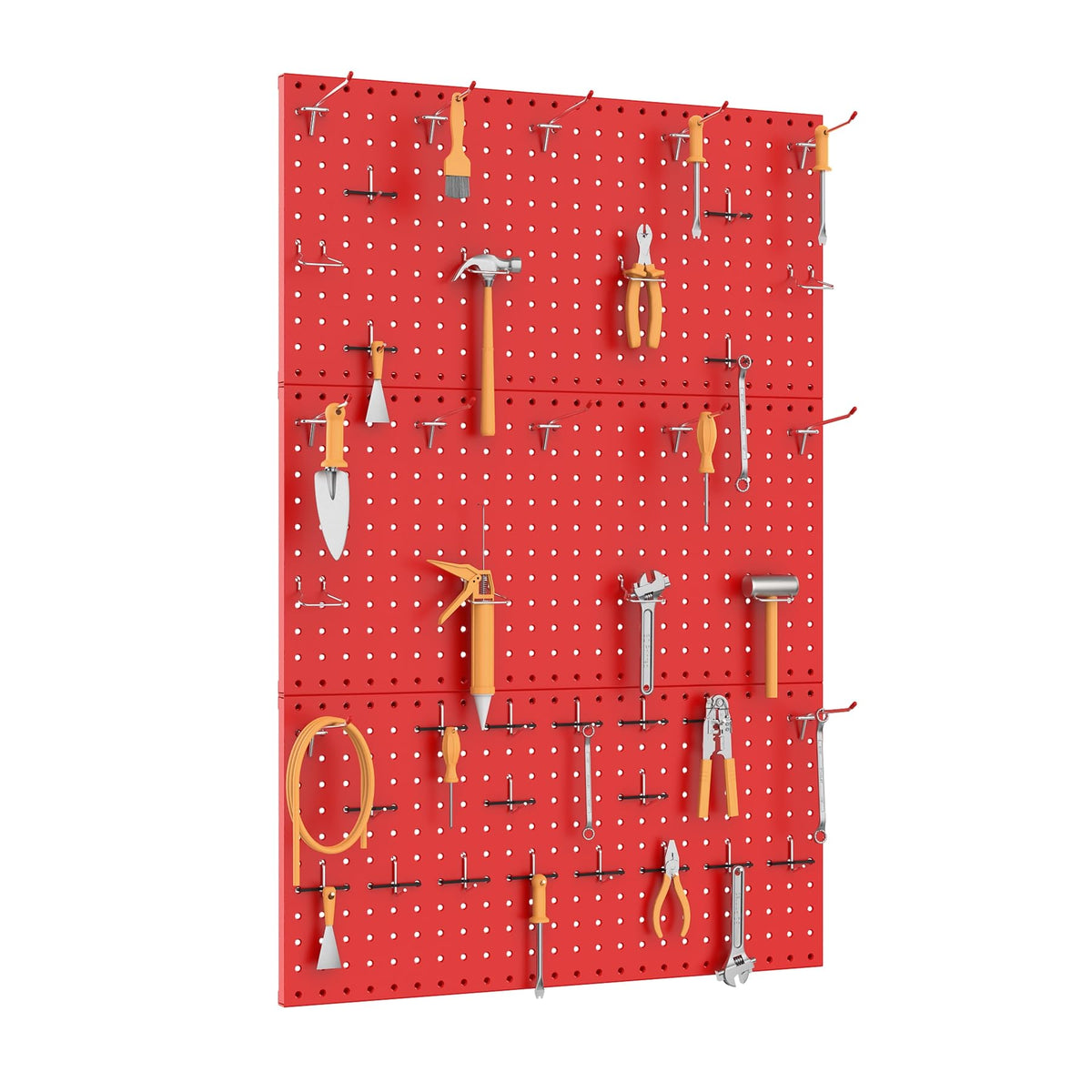 TORACK 3 PCS Metal Pegboard Panels(12x24 inch) for Wall Garage Tools Storage Pegboard System for Workbench, Modular Peg Board Tool Organizer Board Kit(Pack of 3, Red)