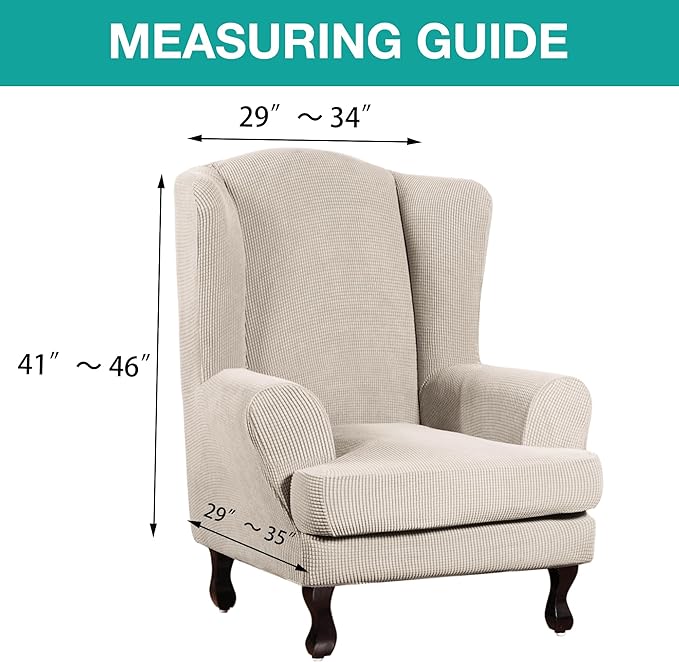 Turquoize Wingback Chair Covers 2 Piece Wing Chair Slipcover Stretch Slipcovers