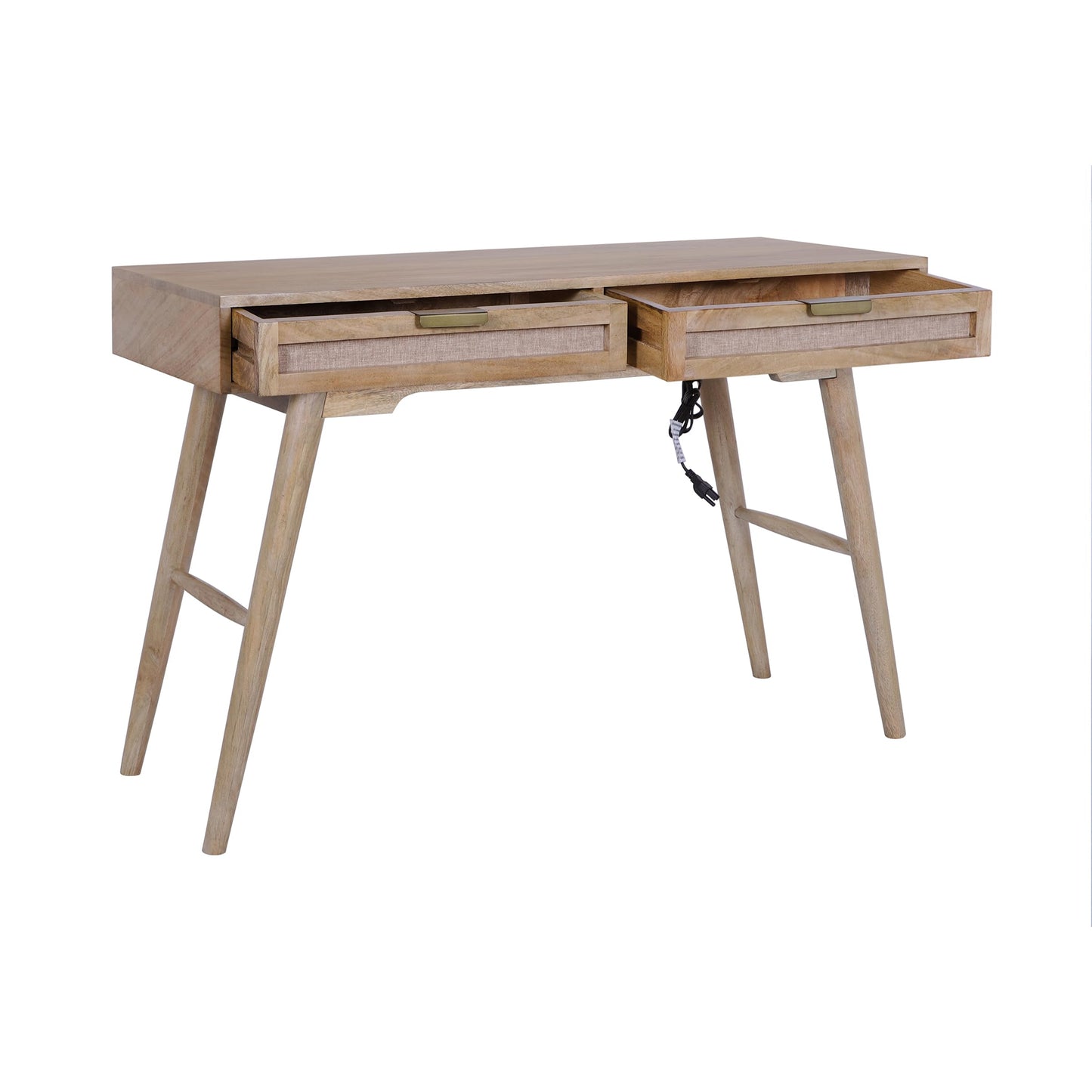 Casartis Living Mid-Century Modern Linen 2-Drawer Desk (Wheatfield)