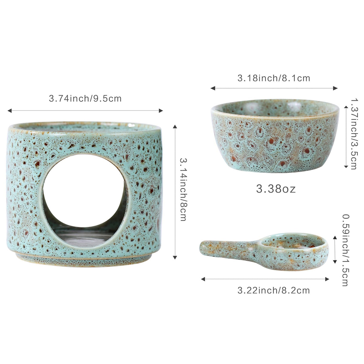 Auxmeware - Essential Oil Burner for Scented Oil, Oil Warmer, Tealight Wax Melt Warmer, Candle Diffuser, Tea Light Holder, Green