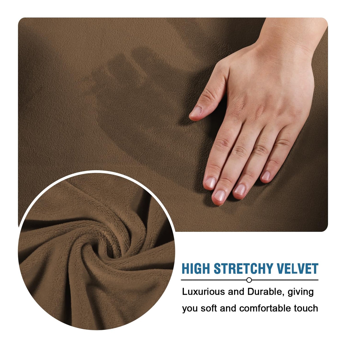 H.VERSAILTEX Real Velvet Plush 3 Piece Stretch Sofa Covers Couch Covers for 2 Cushion Couch Loveseat Covers Width Up to 72 Inch Feature Thick Soft Stay in Place (Medium Sofa, Bronze Brown)