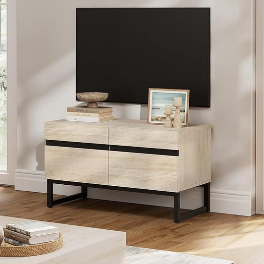 WAMPAT Modern TV Stand for 26-40 Inch TVs, Wood Entertainment Center