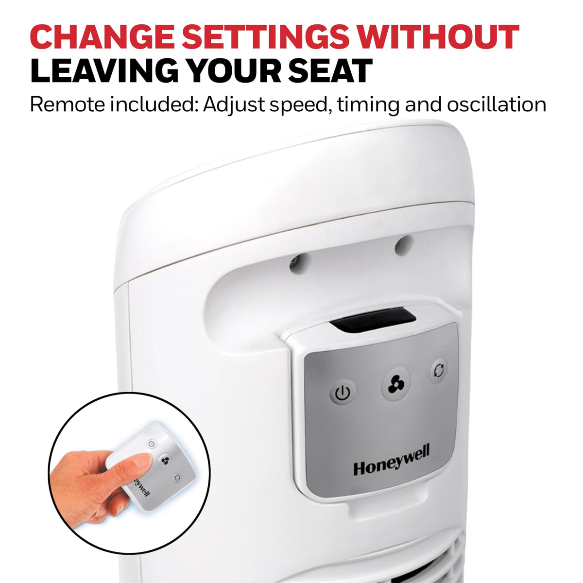 Honeywell QuietSet Whole Room Oscillating Tower Fan with Remote, White, HYF260