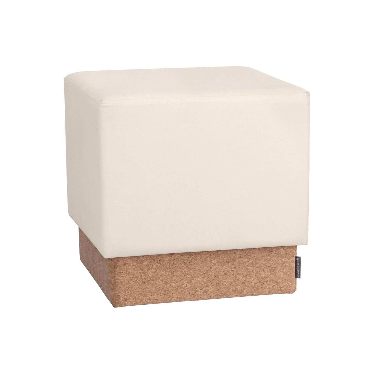 Seville Classics Cushioned Fabric Ottoman Hidden Storage Chest Footrest Chair, Padded Seat for Bedroom, Dorm, Loft, Living Room, Entryway, Hallway, Cork/Cream, 15" Cube