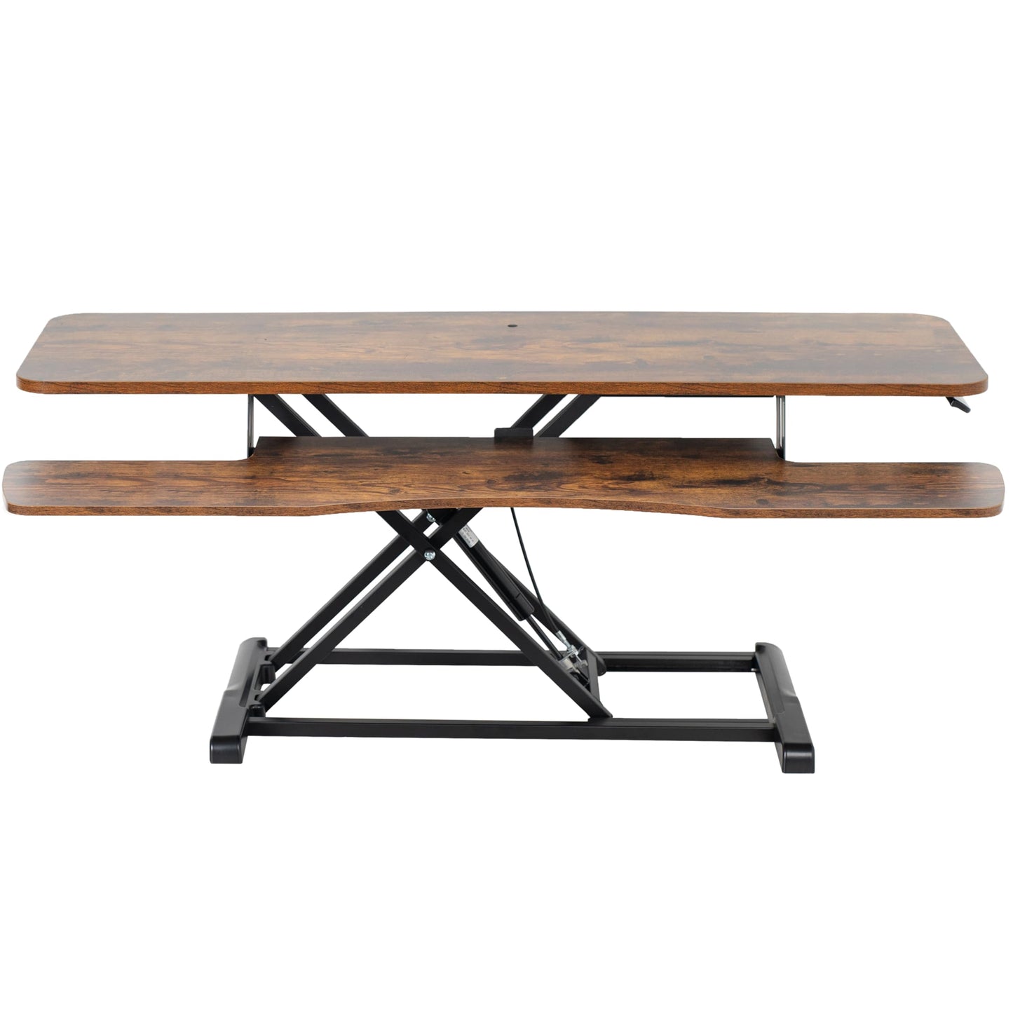 VIVO 48 inch Desk Converter, K Series, Height Adjustable Sit to Stand Riser, Dual Monitor and Laptop Workstation with Wide Keyboard Tray, Rustic Vintage Brown Top, Black Frame, DESK-V048KN