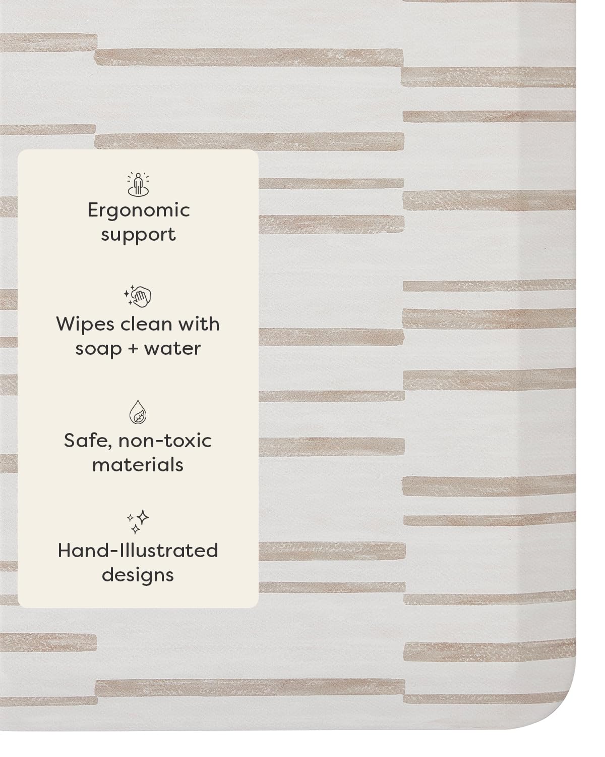 House of Noa Nama Standing Mat – Anti-Fatigue Kitchen Mats for Floor, Cushioned & Non-Slip Comfort Mat for Standing, Thick Foam Anti-Fatigue Mat for Kitchen & Workspaces, Nara Stripe Natural 30" x 72"