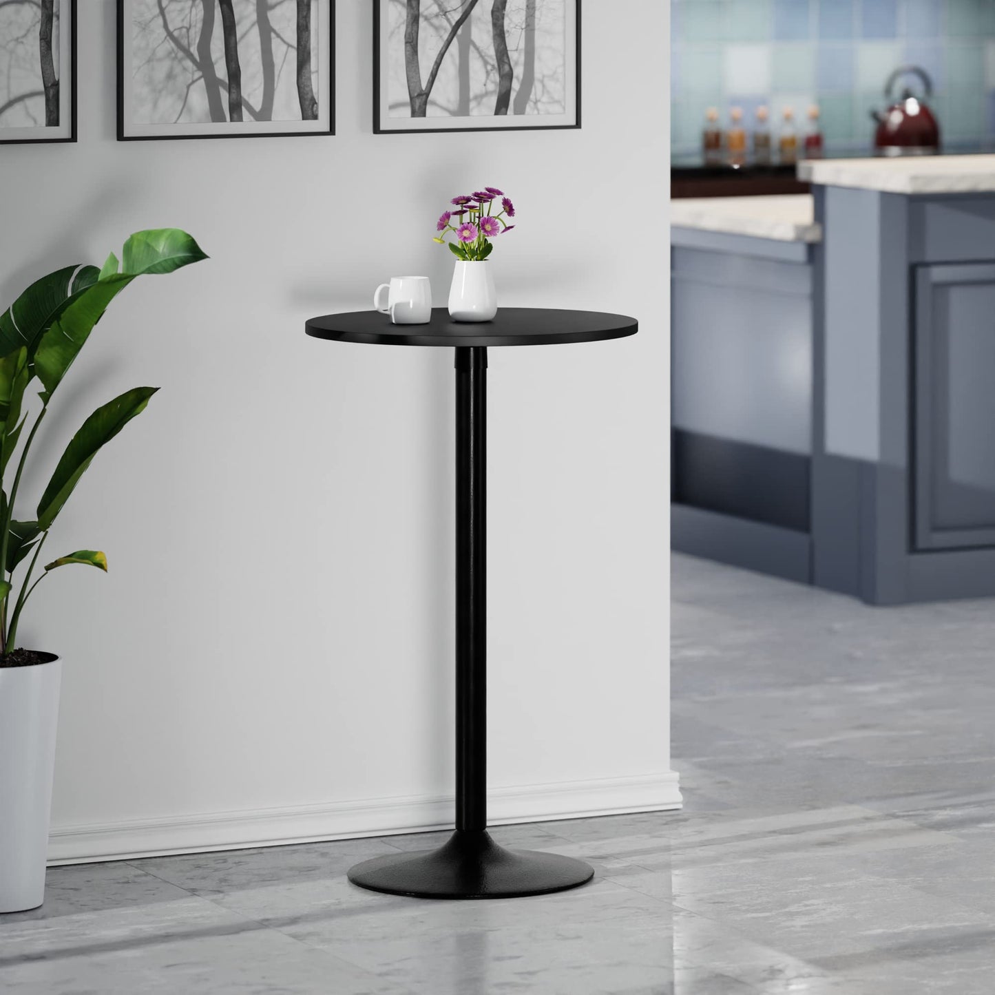 Winsome Obsidion Round Tall Pub Table, 40" in Black, Small High Top Circle Bar Style Cocktail or Bistro Table for Kitchen, Breakfast Nook, Dining Area, Accent Furniture